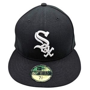 New Era 59FIFTY Chicago White Sox Fitted Hat Black MLB On-Field Cap Size 7 3/8